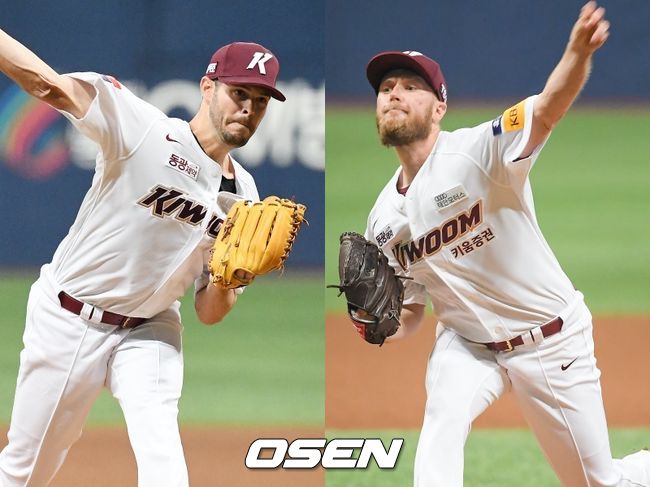 [사진] 키움 히어로즈 제이크 브리검(왼쪽), 에릭 요키시. / OSEN DB