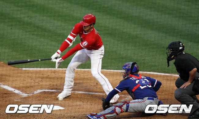 [OSEN=애너하임, 이사부 통신원]3회말 1사에서 에인절스 오타니가 텍사스 양현종에 삼진을 당하고 있다. /lsboo@osen.co.kr