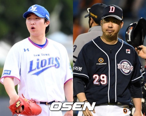 [사진] 최채흥(좌)과 유희관