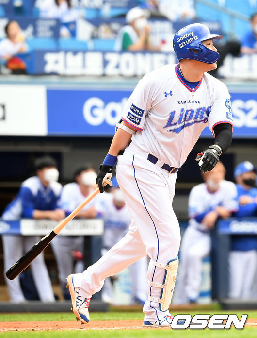 29일 오후 대구 삼성라이온즈파크에서 ‘2021 신한은행 SOL KBO리그’ 삼성 라이온즈와 두산 베어스의 경기가 열렸다.1회말 2사 2루 삼성 오재일이 1타점 적시타를 날리고 있다. 21.05.29 /ksl0919@osen.co.kr