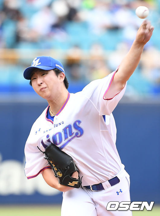 29일 오후 대구 삼성라이온즈파크에서 ‘2021 신한은행 SOL KBO리그’ 삼성 라이온즈와 두산 베어스의 경기가 열렸다.1회초 삼성 선발 최채흥이 마운드에 올라 힘차게 공을 뿌리고 있다. 21.05.29 /ksl0919@osen.co.kr