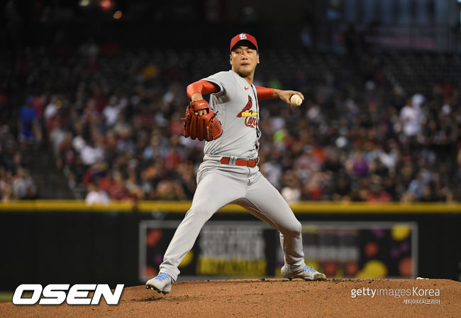 [사진] 31일(한국시간) 역투하는 세인트루이스 카디널스 김광현. ⓒGettyimages(무단전재 및 재배포 금지)