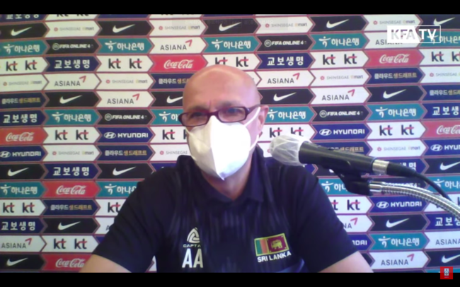 아미르 알라기치 스리랑카 대표팀 감독. [사진] 대한축구협회 유튜브 캡처