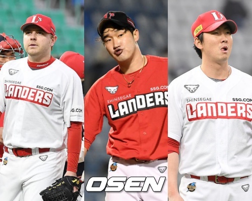 [사진] 좌측부터 르위키-박종훈-문승원