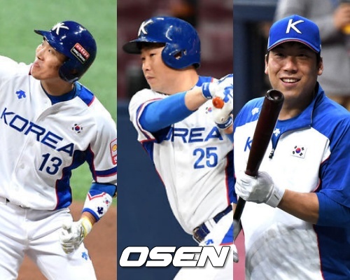 [사진] (좌측부터)허경민-양의지-김현수