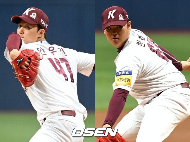 [사진] 키움 히어로즈 안우진(왼쪽), 한현희. /OSEN DB