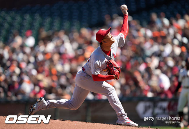 [사진] 세인트루이스 좌완 선발 김광현은 2021년 7월 6일(한국시간) 샌프란시스코 원정에서 7이닝 무실점 호투로 시즌 3승째를 올렸다. ⓒGettyimages(무단전재 및 재배포 금지)