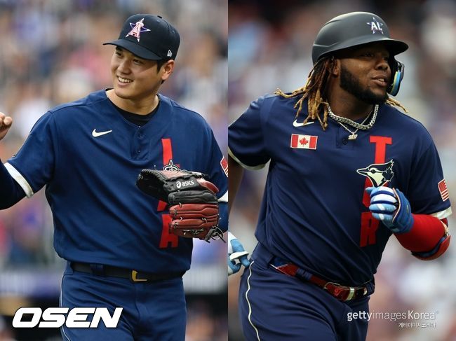 [사진] LA 에인절스 오타니 쇼헤이(왼쪽), 토론토 블루제이스 블라디미르 게레로 주니어. ⓒGettyimages(무단전재 및 재배포 금지)