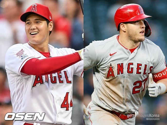 [사진] LA 에인절스 오타니 쇼헤이(왼쪽), 마이크 트라웃. ⓒGettyimages(무단전재 및 재배포 금지)