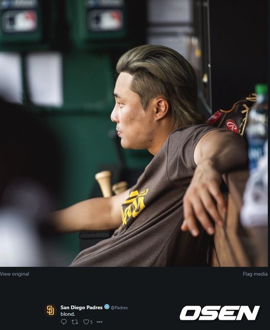 [사진]  금발로 변신한 김하성. <샌디에이고 파드리스 공식 트위터 캡처>