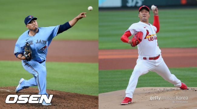 [사진] 토론토 좌완 류현진과 세인트루이스 좌완 김광현은 2021년 7월(한국시간) 좋은 투구 페이스를 보여주고 있다.ⓒGettyimages(무단전재 및 재배포 금지)