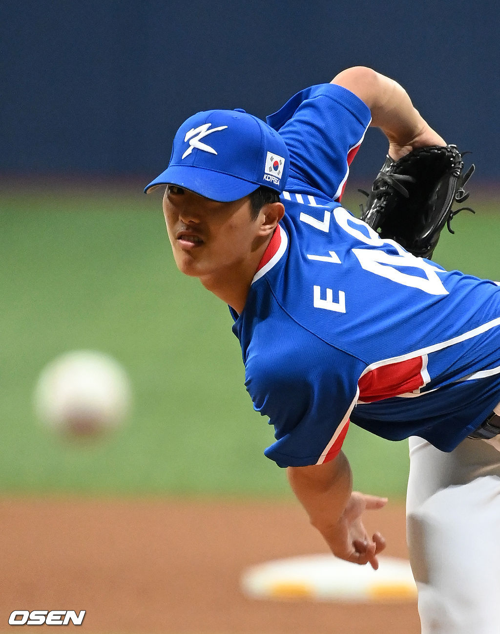 김경문 감독이 이끄는 2020 도쿄 올림픽 야구 국가대표팀이 25일 오후 서울 고척스카이돔에서 키움 히어로즈와 평가전을 가졌다. 4회말 대표팀 이의리가 마운드에 올라 역투하고 있다. 2021.07.25 /jpnews@osen.co.kr