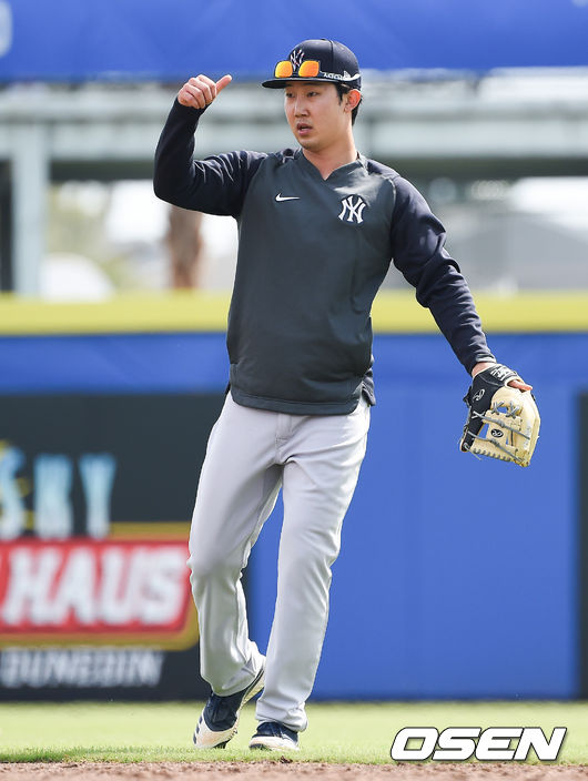 뉴욕 양키스 산하 마이너리그 더블A 소속인 박효준이 수비훈련을 하고 있다. / soul1014@osen.co.kr