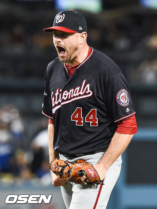 경기종료 후 워싱턴 다니엘 허드슨 마무리 투수가 포효하고 있다. / soul1014@osen.co.kr