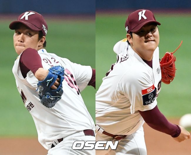 [사진] 키움 히어로즈 안우진(왼쪽), 한현희. /OSEN DB