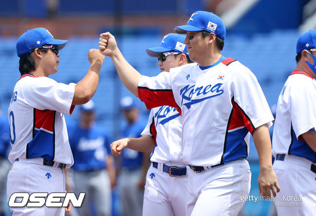 [사진] 한국은 2021년 8월 2일 일본 카나가와현 요코하마 스타디움에서 열린 ‘2020 도쿄 올림픽’ 야구 녹아웃 스테이지 2라운드 이스라엘과 경기에서 7회 11-1 콜드게임 승리를 거뒀다. ⓒGettyimages(무단전재 및 재배포 금지)