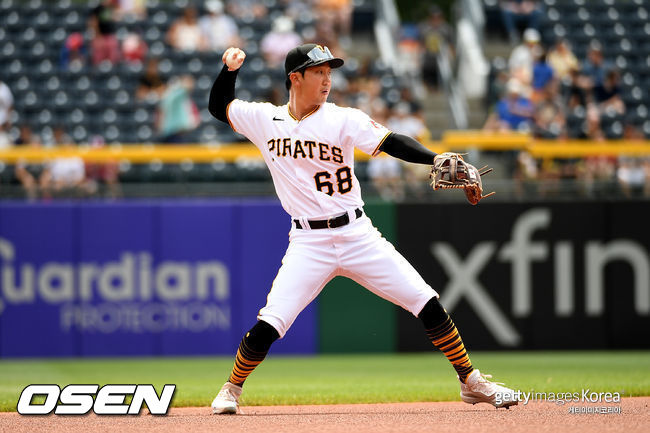 [사진] 박효준은 2021년 8월 4일(한국시간) 미국 위스콘신 밀워키 아메리칸 패밀리 필드에서 열린 ‘2021 메이저리그’ 밀워키 브루어스와 원정 경기에서 중견수 겸 1번 타자로 선발 출장해 역전 적시타를 날렸다. ⓒGettyimages(무단전재 및 재배포 금지)