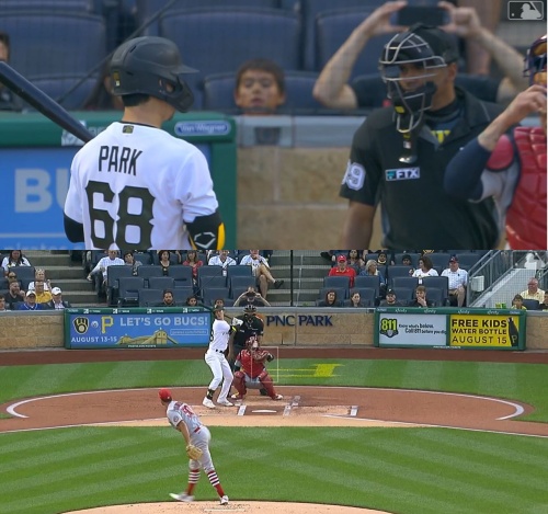 [사진] 피츠버그 박효준은 20201년 8월 12일(한국시간) 세인트루이스전에서 무안타로 침묵했다. / MLB.com 캡처