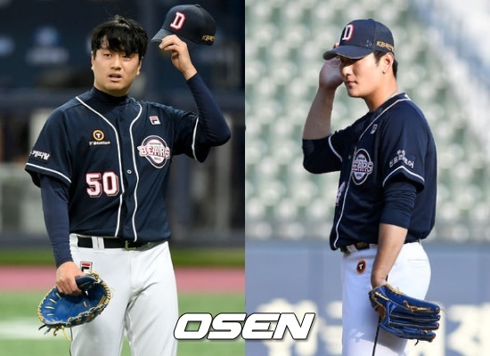 [사진] 이영하(좌)와 곽빈