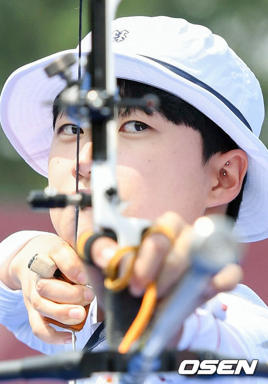 양궁 안산이 활시위를 당기고 있다. 2021.06.28 /sunday@osen.co.kr
