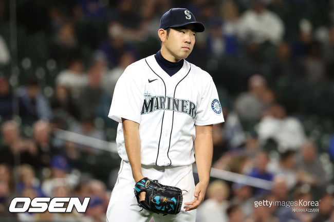 [사진] 시애틀 기쿠치는 2021년 8월 27일(한국시간) 미국 워싱턴 시애틀 T-모바일 파크에서 열린 ‘2021 메이저리그’ 캔자스시티 로열스와 홈경기에서 선발 등판해 5이닝 동안 4피안타 1볼넷 3탈삼진 4실점을 기록했다. ⓒGettyimages(무단전재 및 재배포 금지)