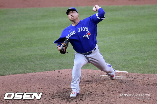 [사진] 류현진은 2021년 9월 18일(한국시간) 캐나다 온타리오 토론토 로저스 센터에서 열린 ’2021 메이저리그’ 미네소타 트윈스와 홈경기에서 선발 등판해 2회 들어 2사 이후 첫 실점을 했다. ⓒGettyimages(무단전재 및 재배포 금지)