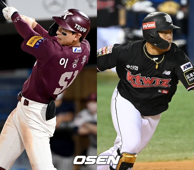 [사진] 키움 히어로즈 이정후(왼쪽), KT 위즈 강백호. /OSEN DB