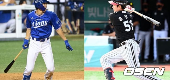 삼성 라이온즈 외야수 구자욱(왼쪽)과 LG 트윈스 외야수 홍창기. / OSEN DB