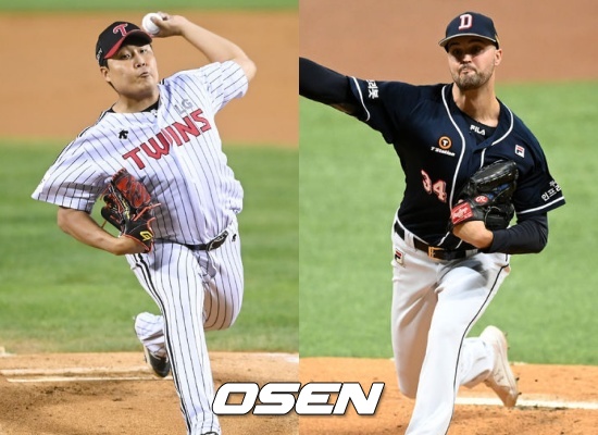 LG 트윈스 투수 이우찬(좌)과 두산 베어스 투수 워커 로켓 / OSEN DB
