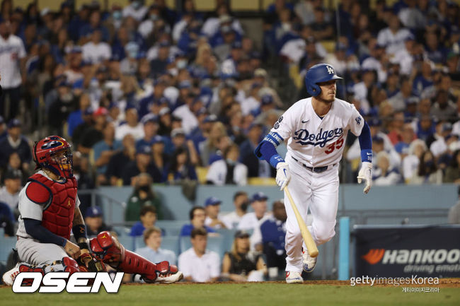 [사진] 다저스 코디 벨린저는 2021년 10월 7일(한국시간) 세인트루이스전에서 3출루 활약을 했다. ⓒGettyimages(무단전재 및 재배포 금지)