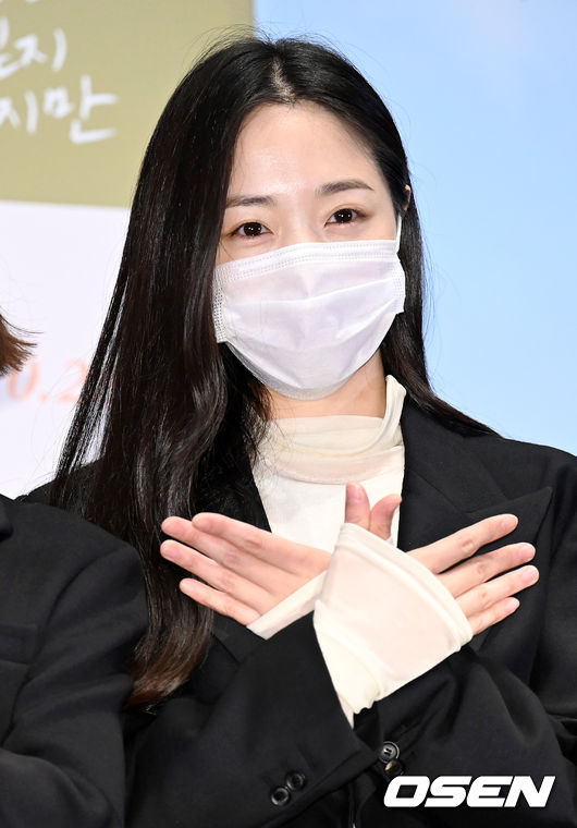 13일 오후 서울 광진구 롯데시네마 건대입구에서 영화 '당신은 믿지 않겠지만(감독 이시이 유야)' 언론배급 시사회 및 무대인사 행사가 열렸다. 배우 김예은이 포즈를 취하고 있다. 2021.10.13 /cej@osen.co.kr