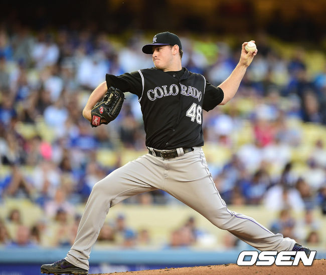콜로라도 로키스 시절인 2014년 6월17일(한국시간) LA 다저스 상대로 투구하는 타일러 마첵 /OSEN DB