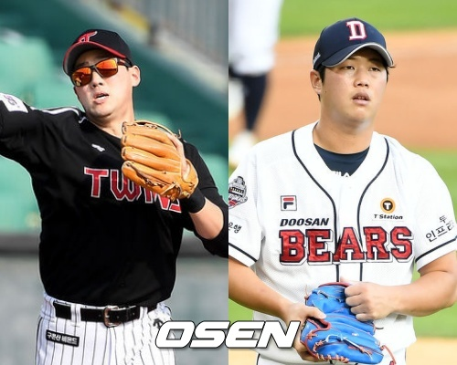 LG 시절 양석환과 두산 시절 함덕주(왼쪽부터)./OSEN DB
