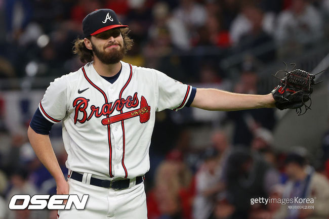 [사진] 애틀랜타 선발 이안 앤더슨은 2021년 10월 30일(한국시간) 월드시리즈 3차전 등판을 앞두고 있다. ⓒGettyimages(무단전재 및 재배포 금지)