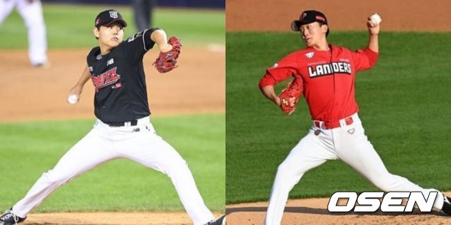 KT 위즈 투수 소형준(왼쪽)과 SSG 투수 김건우. / OSEN DB
