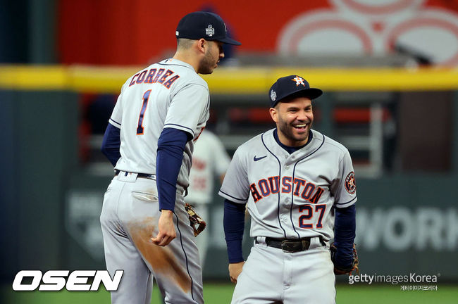 [사진] 휴스턴의 코레아 포함 핵심 선수들이 2021년 11월 3일(한국시간) 월드시리즈 6차전에 임한다. ⓒGettyimages(무단전재 및 재배포 금지)