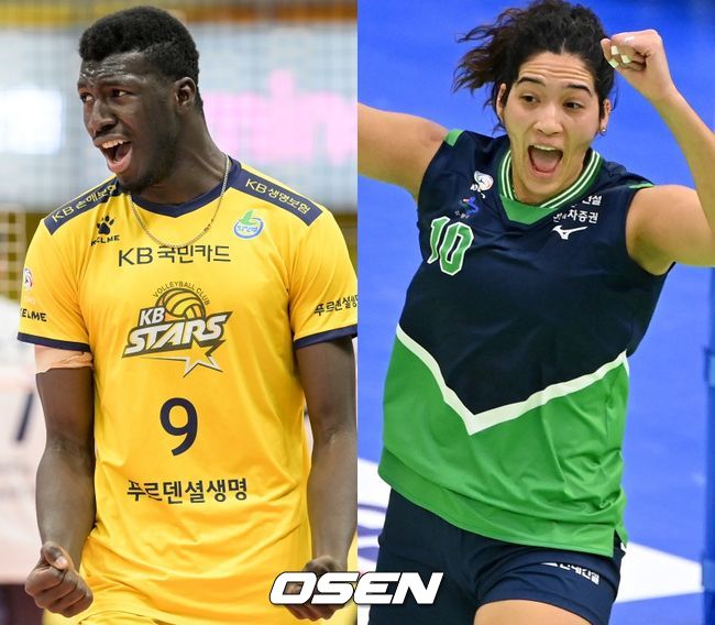 KB손해보험 케이타(왼쪽), 현대건설 야스민. /OSEN DB