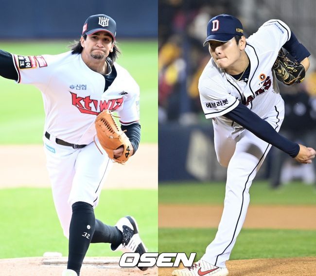 KT 윌리엄 쿠에바스(좌)와 두산 곽빈 / OSEN DB