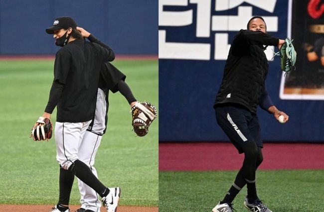 KT 위즈 투수 쿠에바스(왼쪽)와 두산 투수 미란다. / OSEN DB