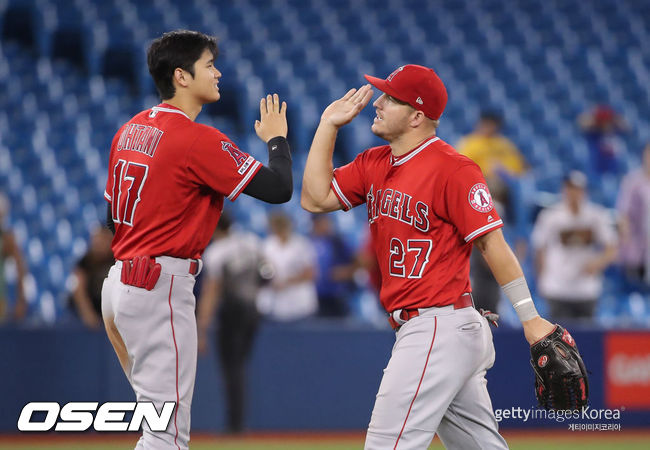 [사진] 오타니 쇼헤이(왼쪽)와 마이크 트라웃. ⓒGettyimages(무단전재 및 재배포 금지)