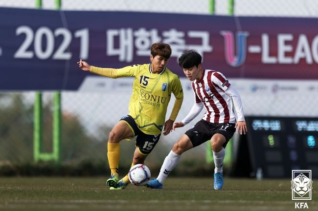 [사진]2021 대학축구U리그 왕중왕전 준결승전 전북전주대 vs 경북안동과학대 /대한축구협회 제공