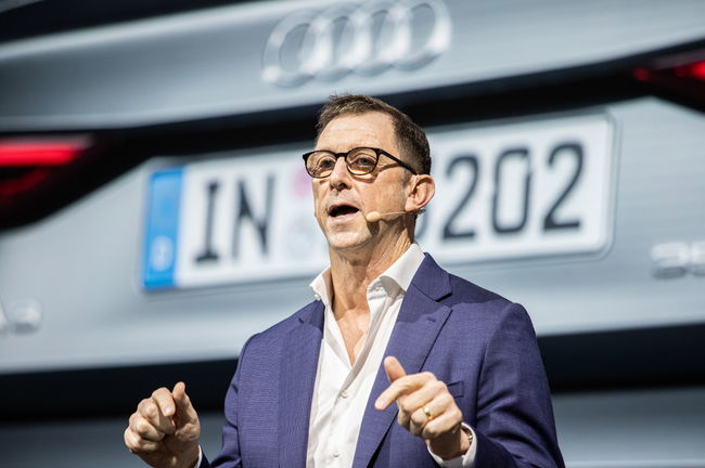 서울모빌리티쇼 무대에 선 아우디폭스바겐코리아 아우디 부문 제프 매너링 사장. 