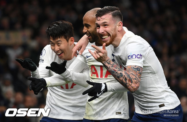 [사진] 손흥민(왼쪽부터), 루카스 모우라, 피에르 에밀 호이비에르 / ⓒGettyimages(무단전재 및 재배포 금지)