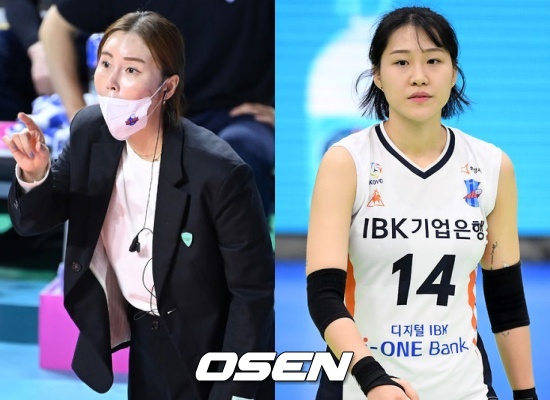 김사니 전 감독대행(좌)과 조송화 / OSEN DB