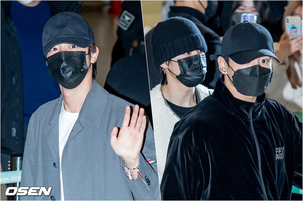 BTS 정국과 지민이 입국장에서 걸어 나오고 있다. 2021.12.06 /rumi@osen.co.kr