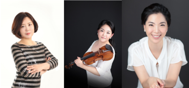 왼쪽부터 음악감독 윤지은, 바이올리니스트 김민지, 첼리스트 박희경.