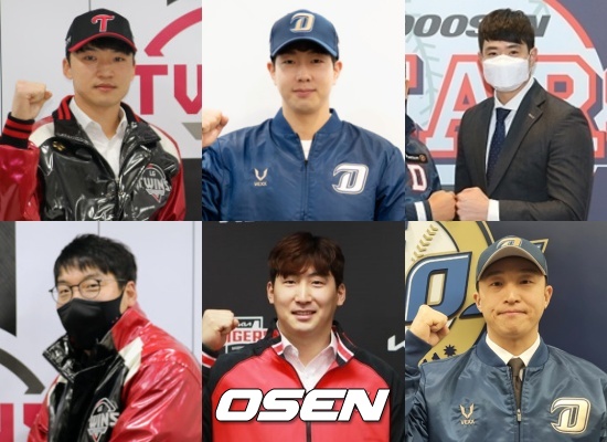 (왼쪽부터 시계방향으로) 박해민-박건우-김재환-손아섭-나성범-김현수 / 각 구단 제공