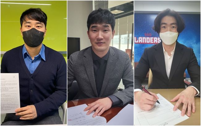 한유섬-박종훈-문승원(왼쪽부터) / SSG 랜더스 제공