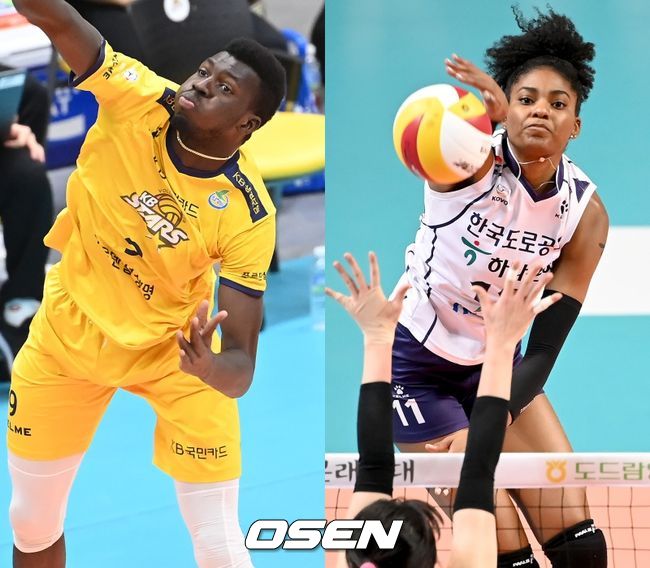 KB손해보험 케이타(왼쪽), 한국도로공사 켈시. /OSEN DB