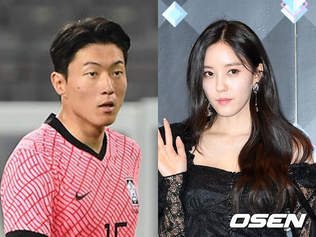 축구 선수 황의조(왼쪽)와 티아라 효민이 열애설에 휩싸였다. OSEN DB